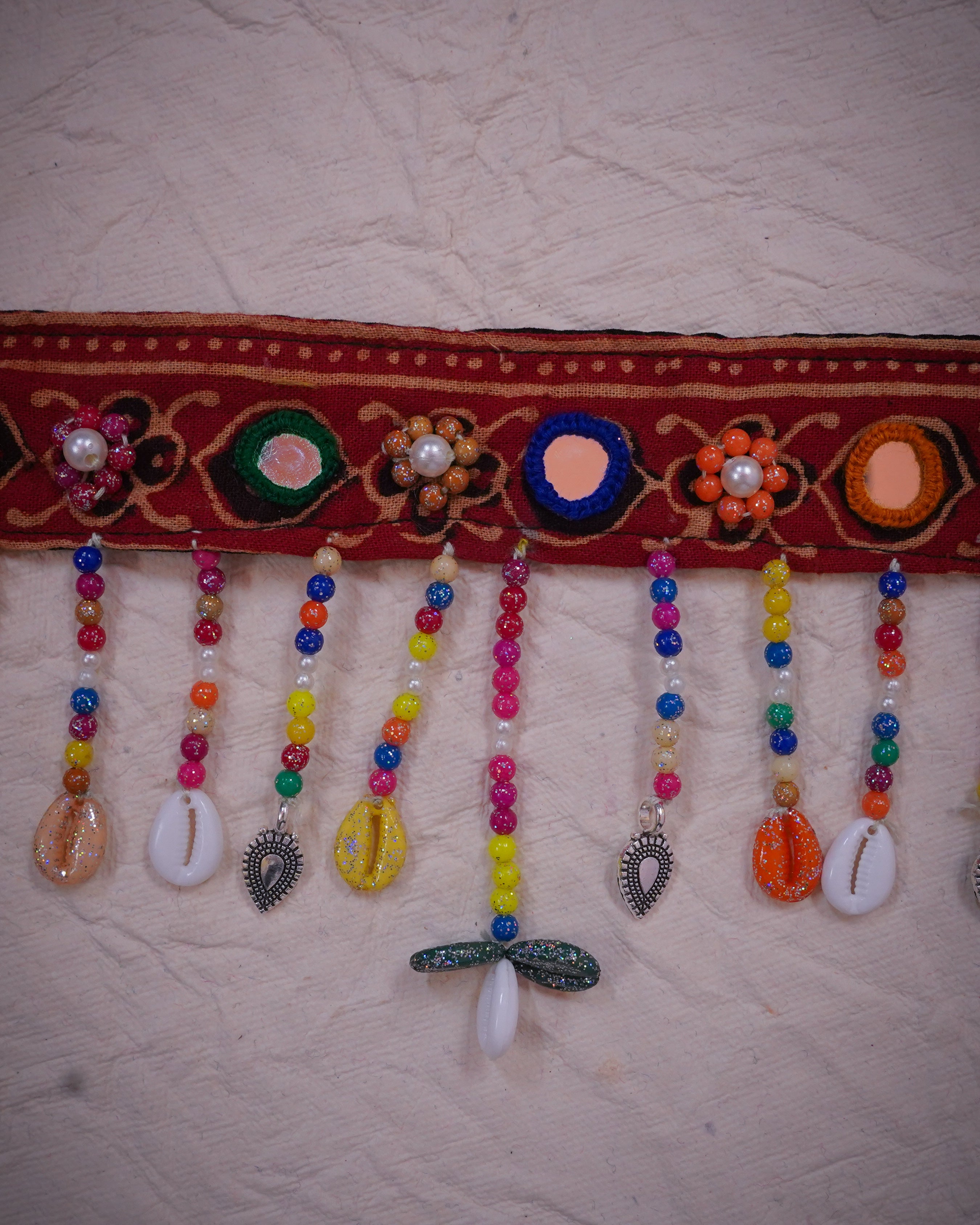 Navratri Mirror Work Beaded Waist Belt in 22 inch with adjustable string