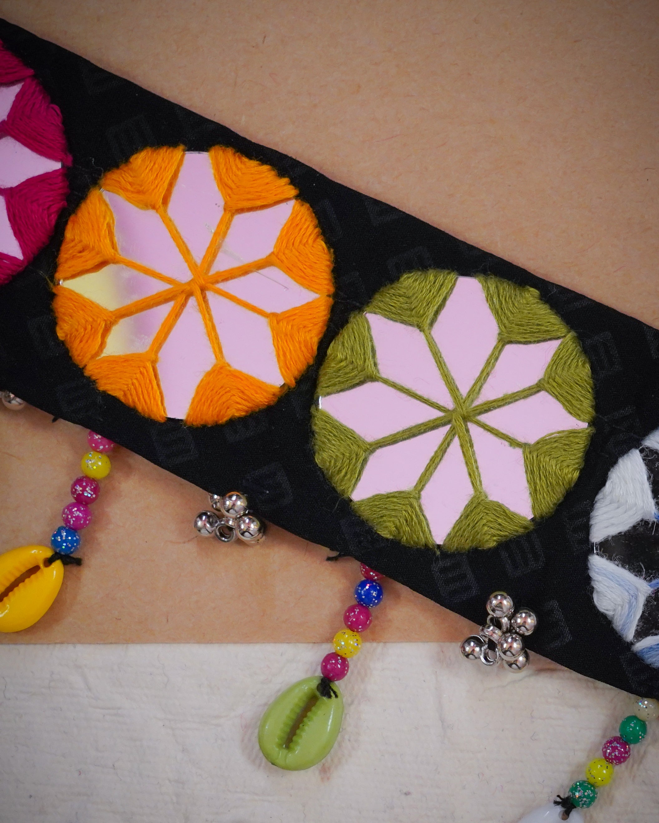 Fabric Waist-Belt colorful Embroidery Mirror Work in 22 inch with adjustable string