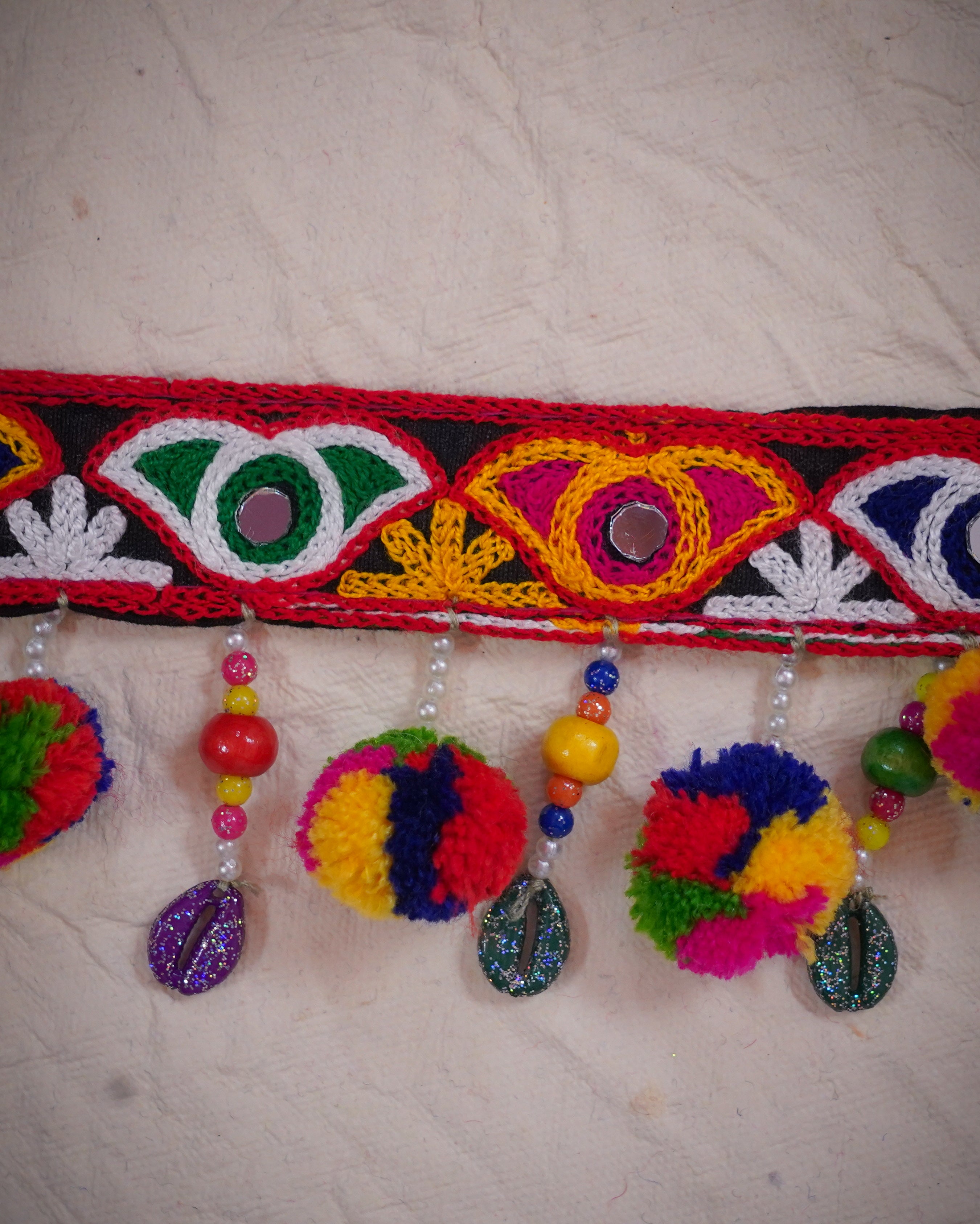 Vibrant Handmade Embroidered Navratri Waist Belt in 22 inch with adjustable string