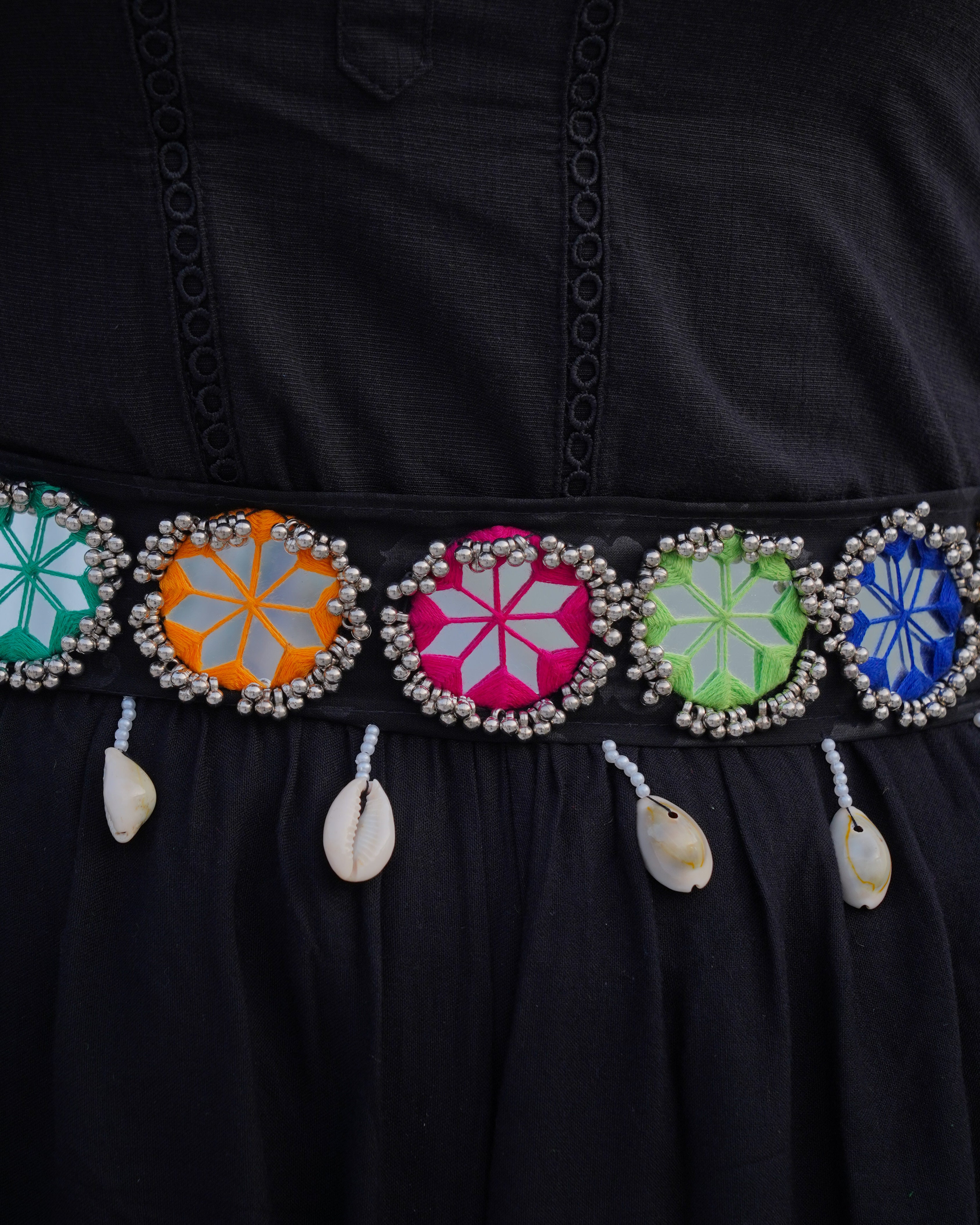 Handmade Mirror Work Waist Belt for Navratri in 22 Inch with Adjustable String