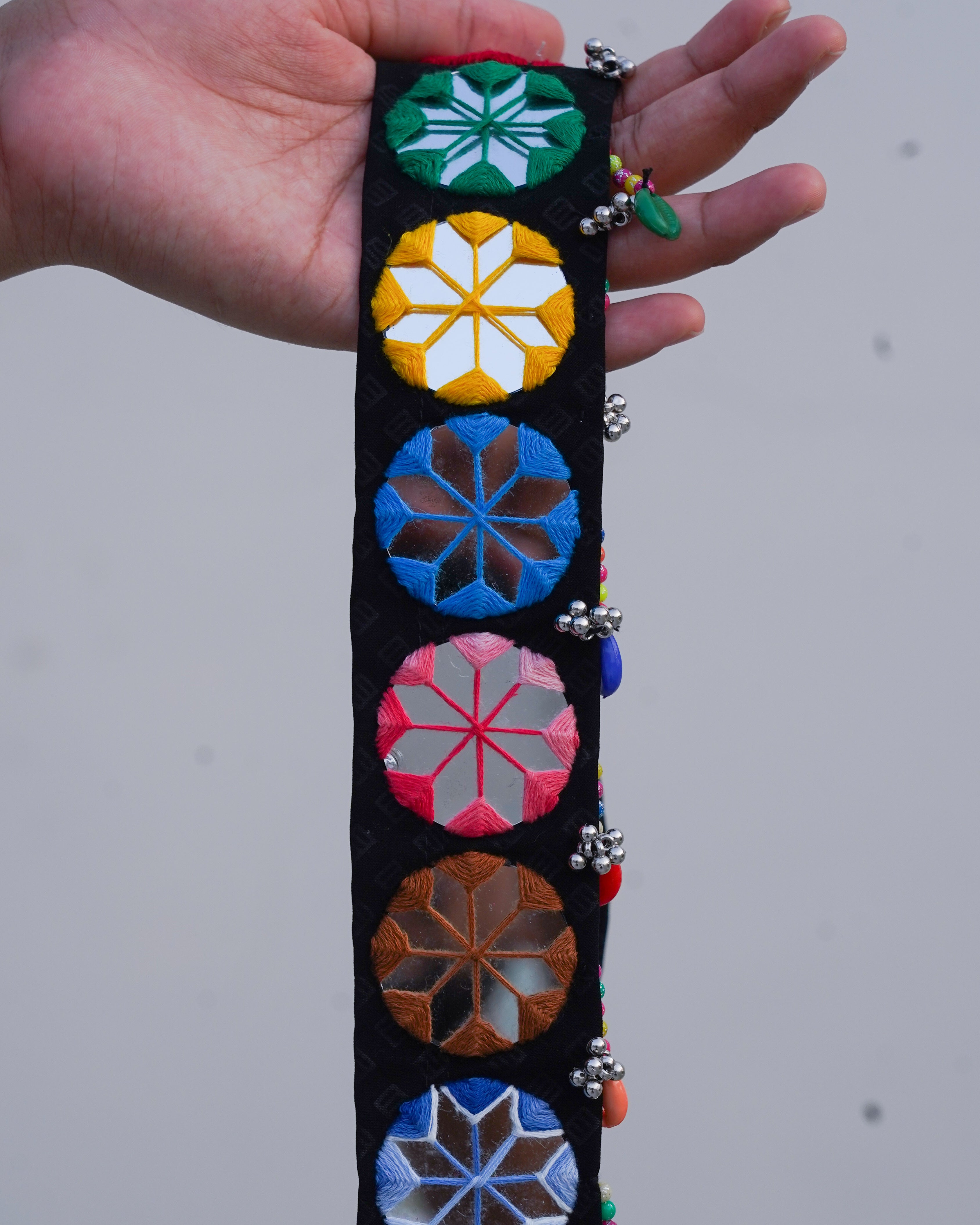 Fabric Waist-Belt colorful Embroidery Mirror Work in 22 inch with adjustable string