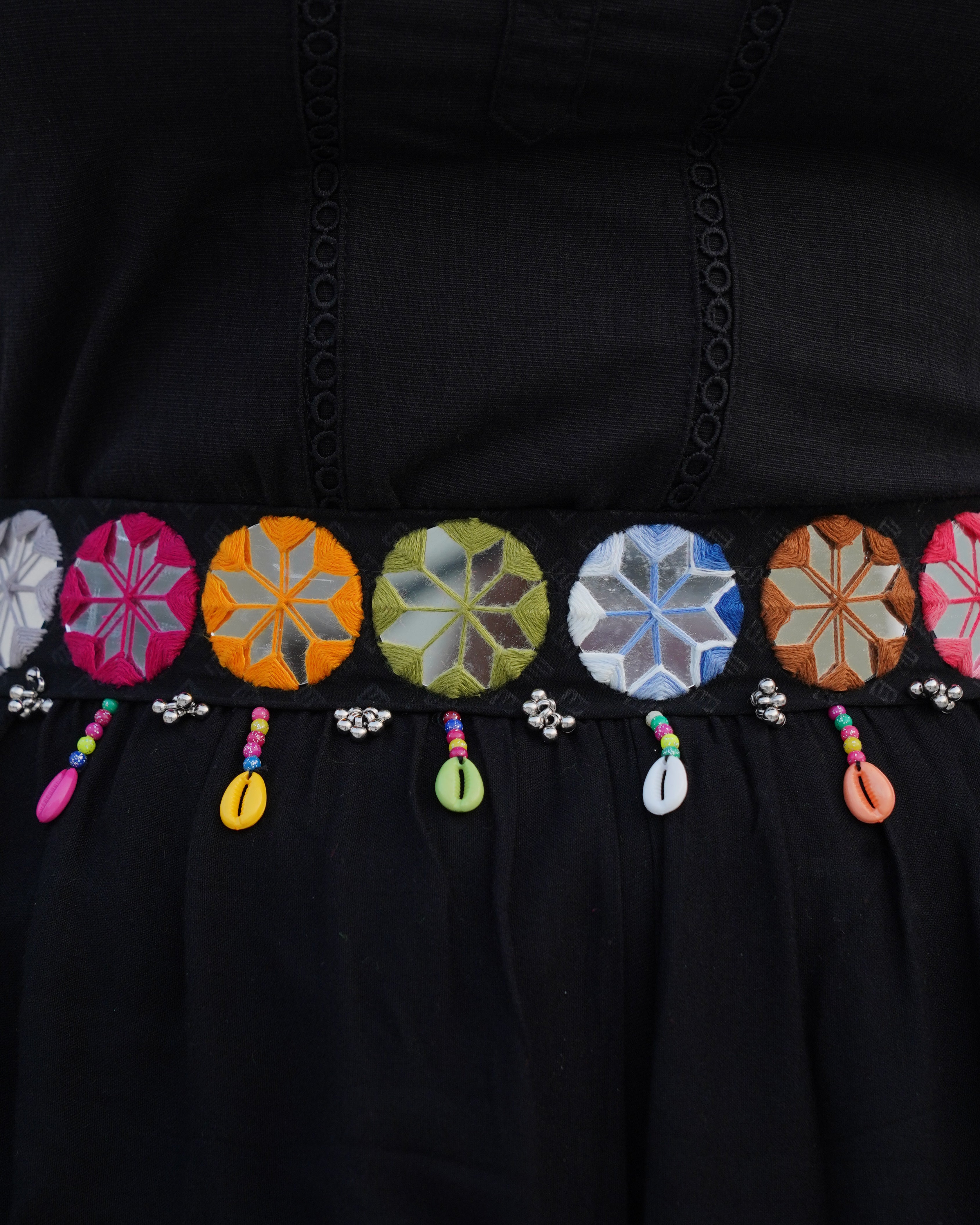 Fabric Waist-Belt colorful Embroidery Mirror Work in 22 inch with adjustable string