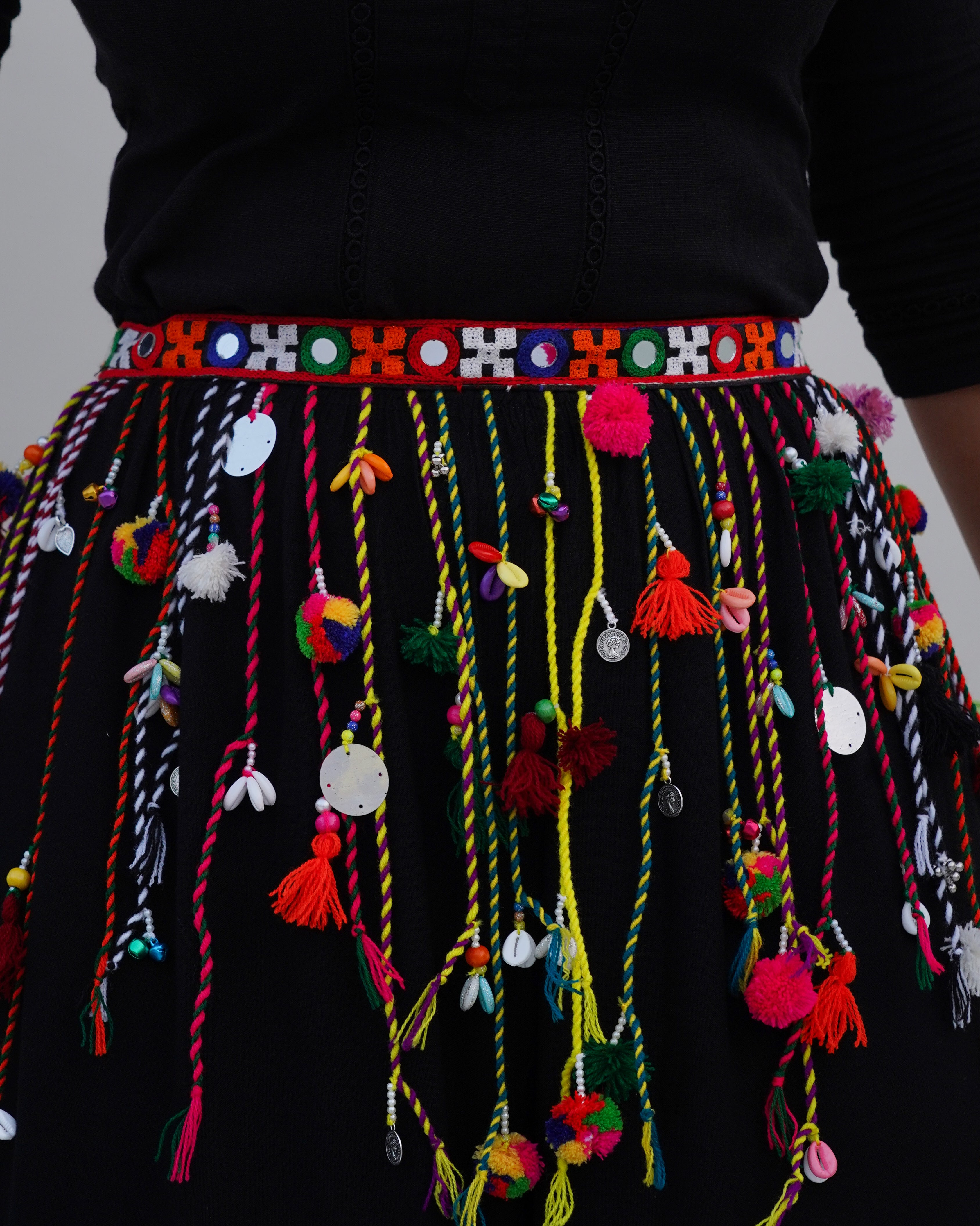 Premium Navratri Dandiya Waist Belt with Mirror Work and Festive Tassel Danglers in 22 inch with adjustable string