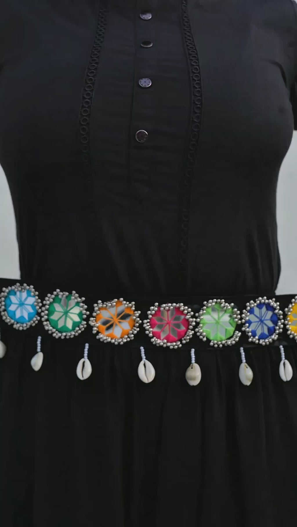 Handmade Mirror Work Waist Belt for Navratri in 22 Inch with Adjustable String