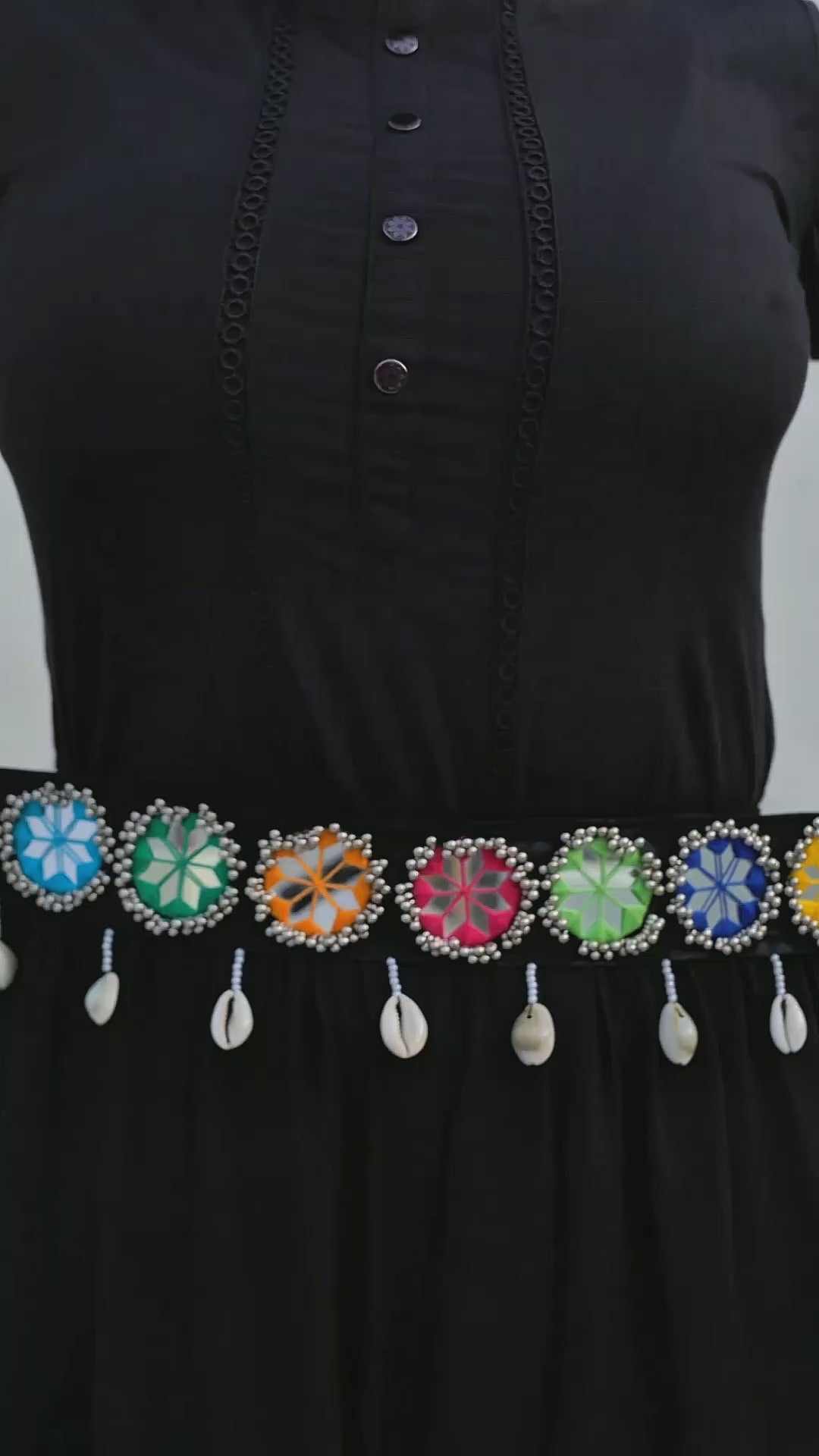 Handmade Mirror Work Waist Belt for Navratri in 22 Inch with Adjustable String
